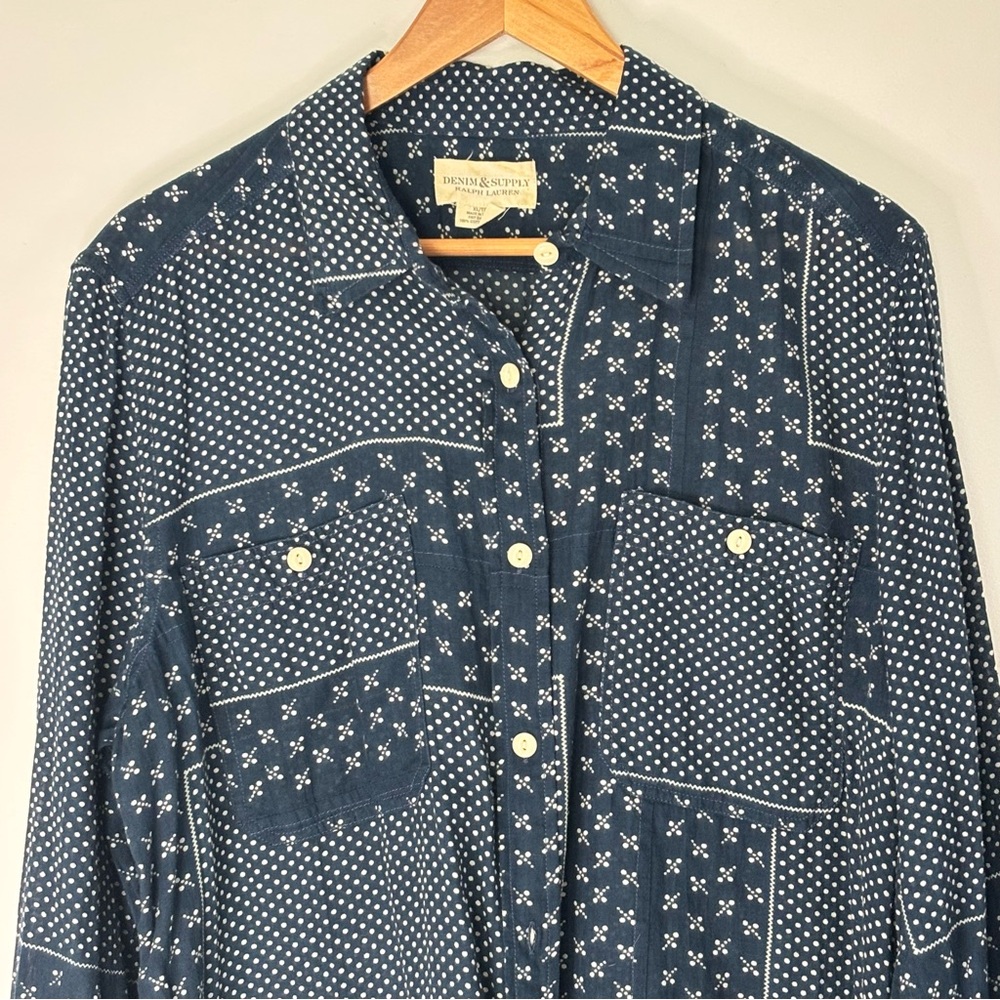 Denim & Supply Ralph Lauren Women Patchwork Button Shirt Size XL Country *L66 - Picture 2 of 13